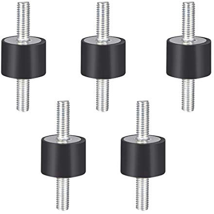 sourcing map Gummipuffer VV M6 Ø20x15mm Schwarz 5 Stk. | Beidseitiges Außengewinde. Antivibrations-Isolator für Mechaniker. Ideal für Kompressoren, Motoren und Wasserpumpen.