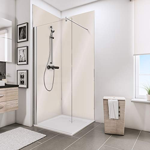 Schulte 2 panneaux muraux l.100 x h.210 cm, surface 4.2 m² brillante, 3 mm épaisseur, revêtement pour salle de bain douche, resistant aux rayures, décor beige, livré avec des cales