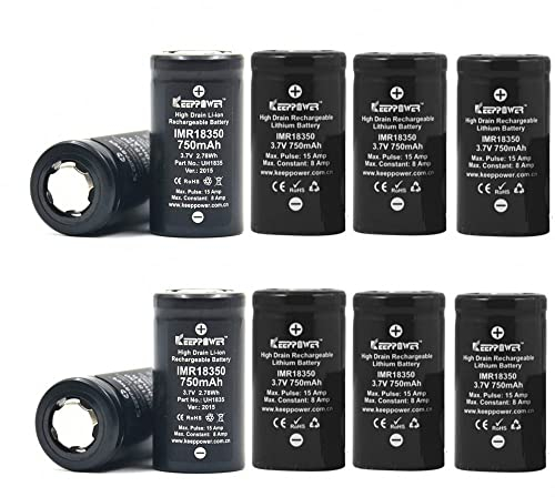 Keeppower IMR18350 18350 750mAh - 8A - 10 Stück