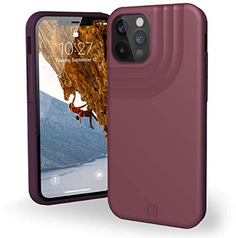 U by UAG [U] Anchor Hülle Apple iPhone 12 / iPhone 12 Pro (6,1) Schutzhülle (Flexibler Rahmen & Harte Rückschale, Wireless Charging kompatibel, 2,4m sturzfest, Ultra Slim) aubergine