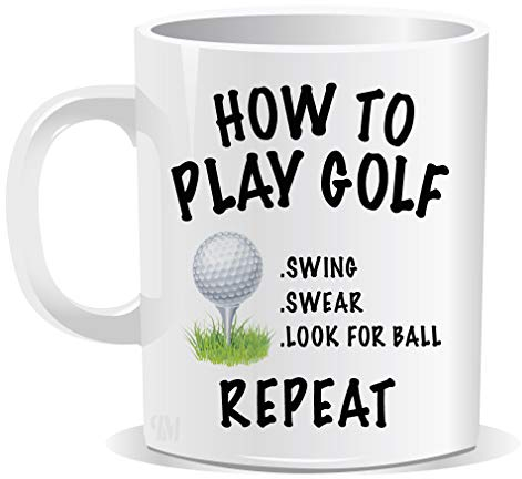 How to Play Golf Swing Swear Look for Ball Repeat Mug Humour Novelty Funny Birthday Gift Office Men Women Tea Coffee Perfect Mugs®
