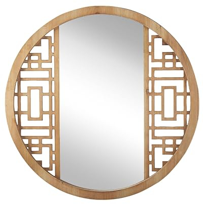 Moderner Wanspiegel rund Hellbraun Holz ⌀ 60 cm Firminy