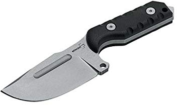 Cuchillos Böker Plus 02BO023 Beowulf S con hoja de acero N690 de 7,6 cm y empuñadura de G10 Caza, Pesca, Camping, Outdoor, Supervivencia y Bushcraft + Portabotellas de regalo