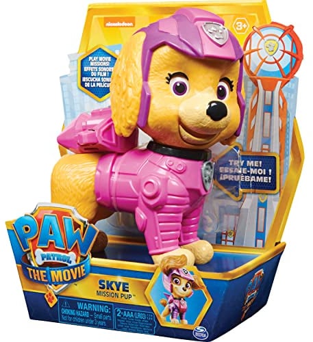 PAW PATROL Interaktive 15cm große Skye Mission Pup-Figur aus dem Kinofilm, mit Geräuscheffekten, ab 3 Jahren