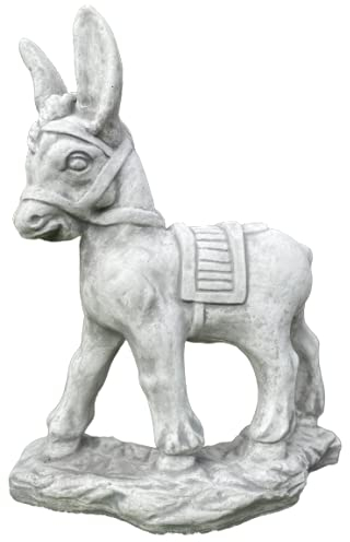 Massive Steinfugur Esel Pfernd Ponny Gartendeko Raumdeko aus Steinguss frostfest Gartendeko Deko-Figur für Haus Garten Moderne Statue Garten-Figur