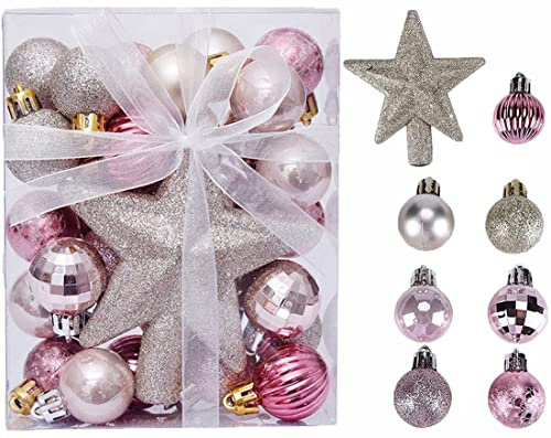 Weihnachten Deko Kugel Set 31 Stück Weihnachtskugel Glitzer Christbaumkugeln Anhänger Weihnachtsstern Weihnachtsbaum Hängedeko Weihnachtsdeko Hängend Christbaumschmuck Dekokugel Baum Tür Wand