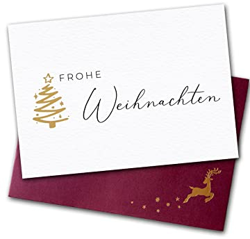 Joli Coon 5 Weihnachtskarten Frohe Weihnachten - A6 mit Luxus Weihnachtskuvert