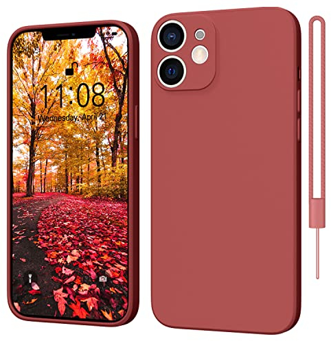 ORDA iPhone 12 Mini Hülle Silikon Handyhülle Ultra Dünn Handyhülle mit Mikrofaser Kratzfest Rot