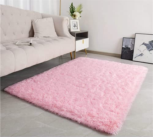linyingdian Tapis Moelleux de Salon Moelleux Modernes adaptés à la Chambre à Coucher des Enfants décor à la Maison de la Chambre à Coucher décoration intérieure Tapis Ultra Doux (Rose, 120x160cm)