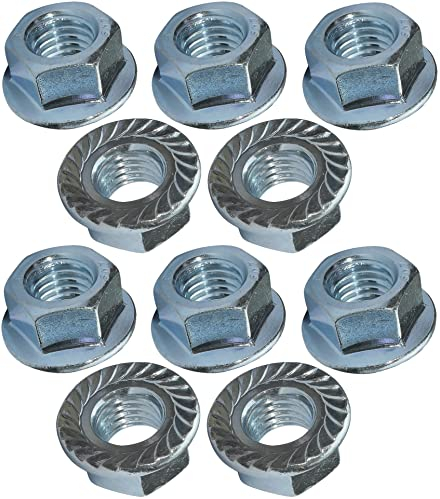 AERZETIX - C49646 - Set di 10 dadi esagonali con flangia/base dentata M12 Ø esterno 25mm - in acciaio al carbonio - controdado autobloccante