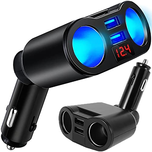 Retoo Adattatore Accendisigari Auto 100W Caricatore USB Doppio 3.1A Rotante 110° Protezione Intelligente Voltmetro LED Compatto 12V 24V