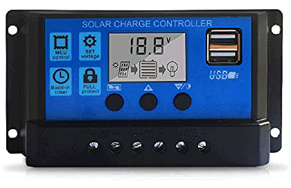 Kavolet 100A Solarladeregler, 12V / 24V Solar Ladegerät Controller, Verbesserter Solarpanel-USB-Anschluss, Solarpanel Batterie Intelligenter Regler, Multifunktional Einstellbarer LCD Anzeige