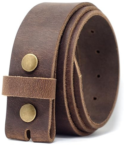 Ashford Ridge 40mm Gürtel aus Vollnarbenleder mit Druckknöpfen - Jahrgang Braun mit Messing Nieten - 80cm (95cm Gesamtlänge)
