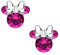 Ohrstecker Minnie-Maus mit Geburtsstein, Disney für Mädchen, Silber, Disney-Schmuck, verziert mit Zirkonia, Rosa