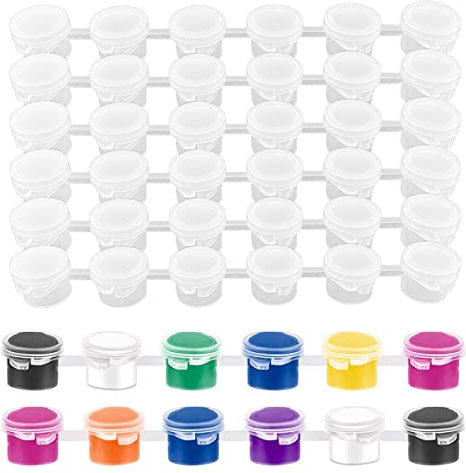 Jagowa 240 Pcs Paint Pots Mini Empty Paint Cups Acrylic Paint Tinting Empty Paint Can 40 Strips with Lid for Painting School Classroom Art (3ml/0.1oz)
