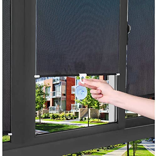 Xrdbfd Tenda a Rullo Oscurante con Ventose Senza Foratura, Tende Avvolgibile Parasole, Tapparelle Oscuranti, Persiane Temporanea a Scomparsa, 50x125/68x125cm, Nero,40x60cm/16 * 24in