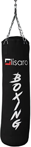 Lisaro Canvas Boxsack/Sandsack 120cm | geeig. für Jede Sportart | Ca. 35 kg | gefüllt | inkl. Vierpunkt - Stahlkette | Material Leinengewebe (Canvas) | Studioqualität | Boxing