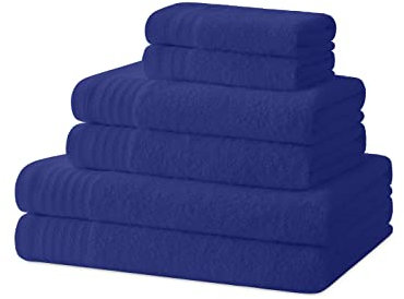 Degrees Home – Badetücher – Handtuch-Set – 2 Duschtücher, 2 Handtücher und 2 Bidet-Handtücher – 100 % Baumwolle – 480 g/m2 – 2-30X50 / 2-50X100 / 2-65X130 – MARINE