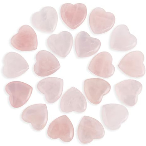 Namzi 20 pacchetti di pietre a forma di cuore di quarzo rosa naturale levigate e lucidate, cristalli e pietre curative, quantità grossa di quarzo per Wicca, Reiki, energia curativa, pietre dei chakra