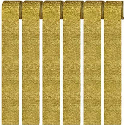 LATRAT 6 cintas crepé de 4,5 cm x 25 m, hechas a mano, papel crepé, papel crepé, para bodas, fiestas, color dorado