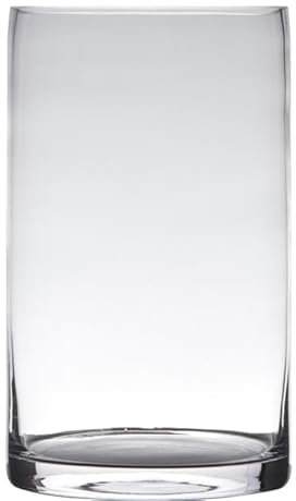 Dekoglas, Vase Zylinder Cold Cut H. 40cm D. 15cm transparent rund Glas Hakbijl