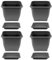 HAC24 4X Pflanztopf 23 x 23 cm Kunststoff incl. Untersetzer Eckig Anthrazit Pflanzkübel Pflanzuntersetzer Blumentopf Blumenkübel Pflanzcontainer