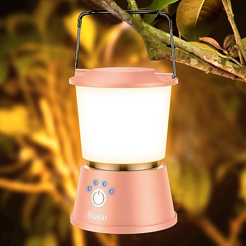 Blukar Lanterne Camping Rechargeable, Lampe Camping LED 360° Super Brillant-5 Modes d'éclairage Luminosité Dimmable 8H+ d'autonomie-Eclairage Portable Lampe Tente pour Pêche/Urgence,Pamplemousse