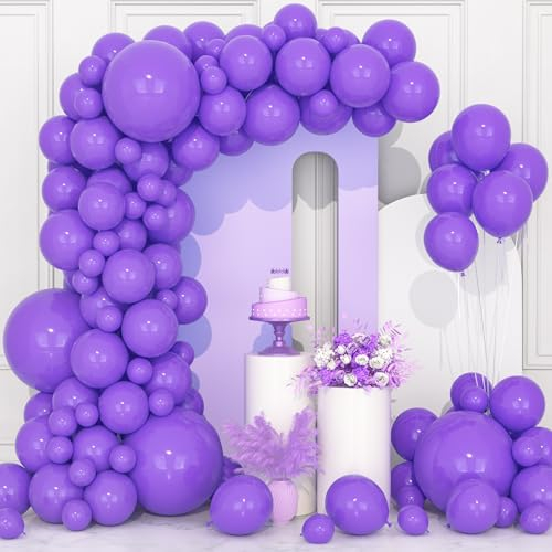 Palloncini Viola, 106 pezzi 5 10 12 18 pollici Viola Opachi Arco Palloncini Kit con Nastro per Donne Bambino Festa di Compleanno Matrimonio Battesimi Baby Shower Fidanzamento Anniversario Decorazioni