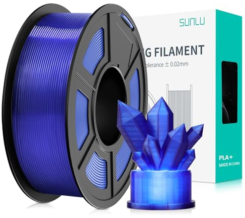 SUNLU PLA+ Filament 1.75mm, PLA Plus 3D Drucker Filament, Stärker belastbar, Neatly Wound, 1KG 3D Druck PLA+ Filament, Maßgenauigkeit +/- 0.02mm, Transparent blau