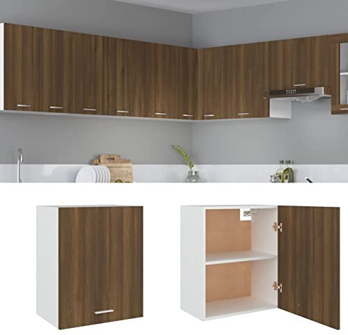 Homgoday Hängeschrank Wandschrank HängendKüchenhängeschränke Küche Schrank Einbauküche Küchenzeile Küchenmöbel Oberschrank Küchenschrank Braun Eiche 50x31x60 cm Holzwerkstoff