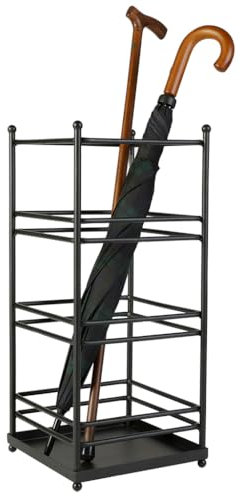 Dibor Umbrella Stand Contemporary Matte Black Recycled Iron Umbrella Holder - Modern Hallway Porch Mudroom Kitchen Umbrella/Cane/Walking Stick Stand Rectangular Umbrella Bin (Large)