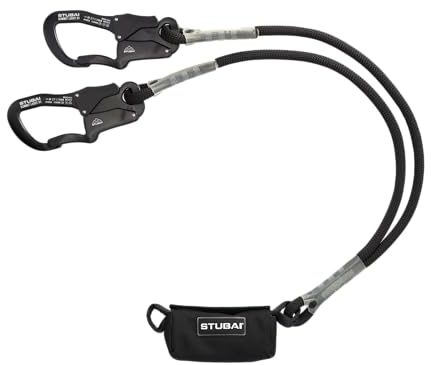 STUBAI Verbindungsmittel ABSORB PRO | zweiarmig 106 cm | Bandfalldämpfer mit einem Strang Statikseil EN 355, 362
