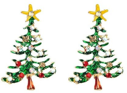 Damen Weihnachten Serie Legierung Tropfen Diamant Weihnachtsbaum Ohrringe Mode Einfache Joker Ohrringe Ohrringe, Kunststoff