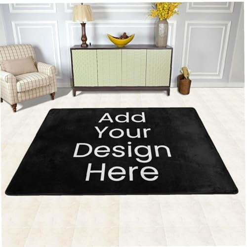 Naispanda Personalisierte Fußmatte mit Foto Text, Personalisierter Rutschfester Dekorativer Bereichs Teppich, Personalisierter Großer Teppich für Büro, Wohnzimmer, Schlafzimmer, Zuhause - 72x48in
