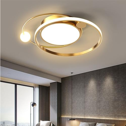 XIANHE Deckenlampe Wohnzimmerlampe LED Deckenleuchte Dimmbar 3000k-6500k Rund Gold mit Fernbedienung 30W Acryl Lampenschirm Design Decke Lampen für Schlafzimmer Wohnzimmer Esszimmer küchen (Gold)
