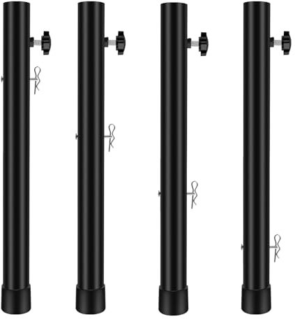 Lot de 4 rallonges de pieds de table pliables, 44 cm, en acier robuste, support de table pour pieds pliés/droits, rallonges de pieds de chaise, hauteur réglable