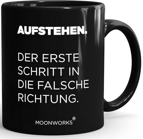 MoonWorks Tasse Sarkasmus Geschenke Spruch Schwarzer Humor Bürotasse Morgenmuffel Demotivation Der erste Schritt in die falsche Richtung schwarz standard