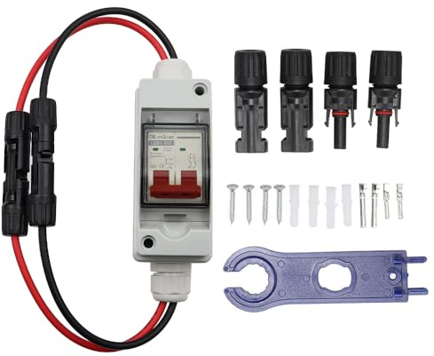 Tiardey DC Isolator Switch PV System 2P 32A Circuit Breaker Circuit Breaker with Cable IP65 Waterproof Housing DC Circuit Breaker for Solar System