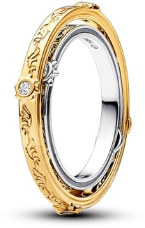 PANDORA Game of Thrones Drehender Astrolabe Ring aus Sterling Silber mit vergoldeter Metalllegierung, Cubic Zirkoniastein, Größe: 56, 163136C01-56