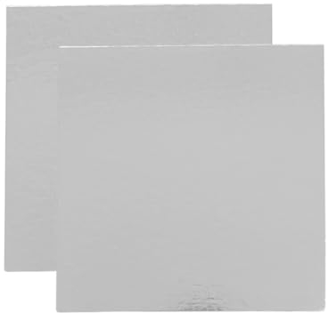 Bases para Tartas Cuadradas 20x20 cm | Pack de 10 Plata | Grosor 1 mm | Soporte Expositor en Cartón para Bizcochos, Pasteles y Dulces | Color Plateado