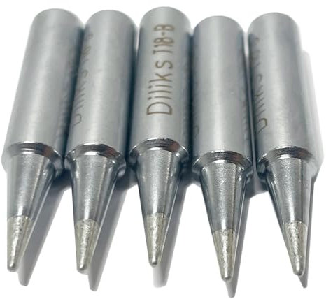 T18-B Soldering Iron Tips 5pcs Set, Conical tip, For HAKKO FX-888D FX-888 FX-8801 FX-600, R0.5mm x 14.5mm