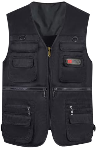 Tank Top Totenkopf Herren Casual Outdoor Arbeit Angeln Reise Foto Cargo Weste Jacke Multi Taschen Tops Tumblr (Black, XXXL)