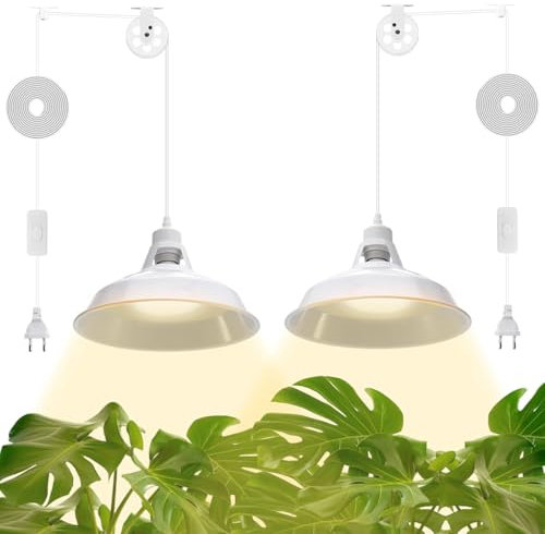 Led Pflanzenlampe Vollspektrum,Grow lampe,Pflanzenlicht E27,Grow Light mit 5m Lange Kabel,Wachstumslampe für Pflanzen für Innen,Garten,Gartenhütte(Weiß)