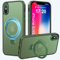 PuyaTeya Handyhülle für iPhone X Hülle,für iPhone XS Hülle, [mit Unsichtbarem Ständer ][mit MagSafe] Kratzfeste Anti-Fingerabdruck [Transluzente Matte] Hülle für iPhone X/XS 5.8 (Dunkel Grün)