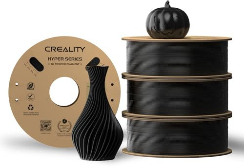 Creality Official Hyper PLA Filament Noir 4Kg, Filament pour Impression à Haute Vitesse, Durable, Performance de Surplomb Précision Dimensionnelle +/-0.03mm, 4 Rouleaux
