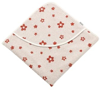 Sterntaler Kapuzenbadetuch 80x80 cm Pferd Sunny - Badetuch mit Blumen Allovermotiv - Babyhandtuch mit Kapuze Baumwolle, Ecru