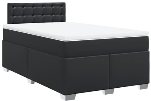 vidaXL Boxspringbett, Polsterbett Bett mit Matratze, Bettgestell mit Kopfteil Lattenrost, Doppelbett für Schlafzimmer, Schwarz 120x200cm Kunstleder