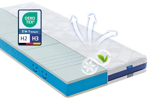Coolux Sleep Matratze 100x200cm, 18CM dick High Density Memory Foam, Wendbare Matratze mit weicher & Fester Seite, Härtegrad 2 und 3 (H2 & H3), 7-Zonen Komfortschaum Matratze, Öko-Tex 100