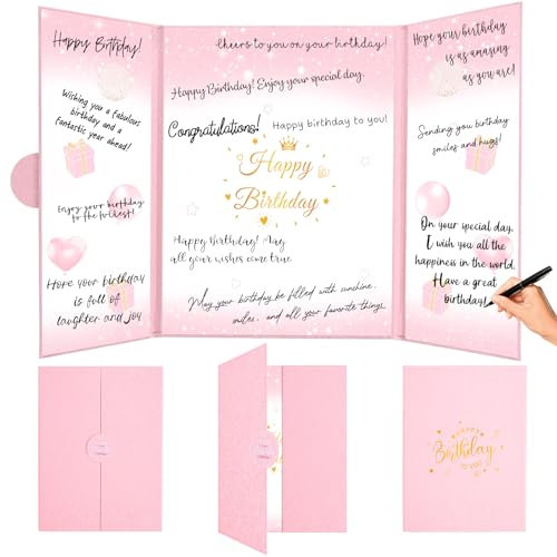 Happy Birthday Guest Book Pink Birthday Signing Guestbook Alternative Birthday Party Decorations for Girls Women Creative Birthday to You Memory Book Gifts Signature Sign Card Board Keepsake Decor