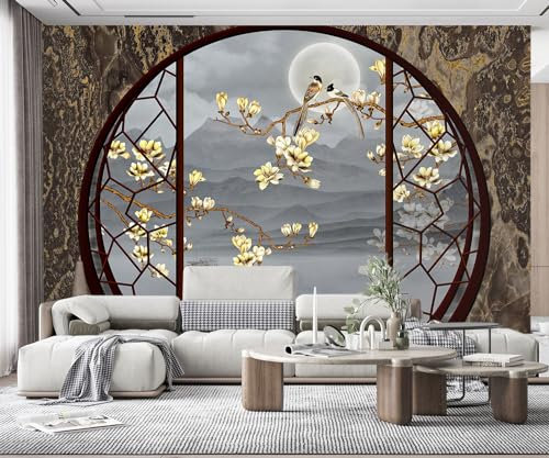 MIWEI Wallpaper Papier Peint Panoramique Fleurs De Paysage Rondes Papier Peint 3D Intissé Tapisserie Poster Chambre Salon Decoration Murale 200x140cm -Z3148